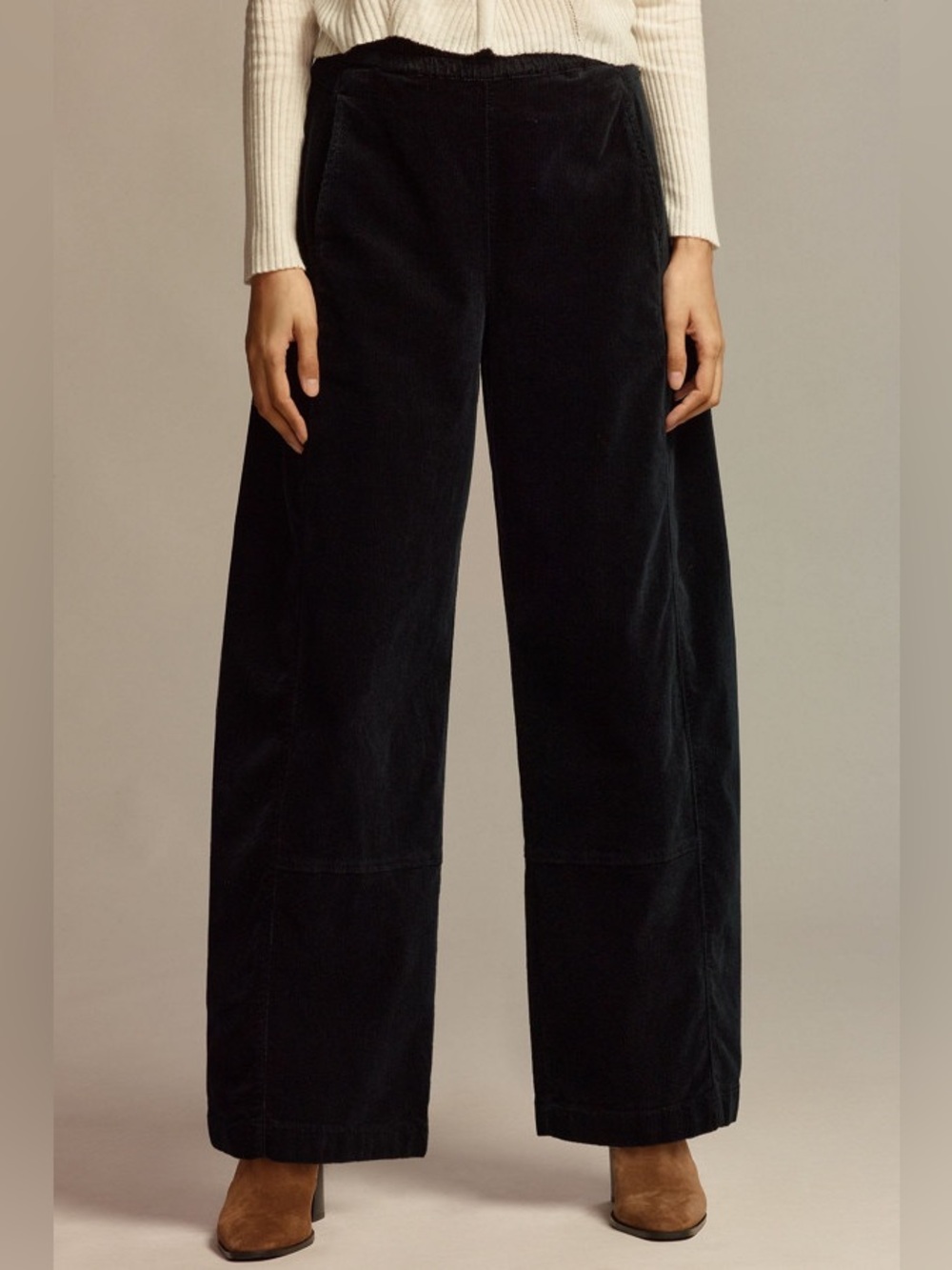 NWT PILCRO Izzie Relaxed Pull On Barrel Trousers Corduroy Navy High Waisted M - Picture 2 of 11